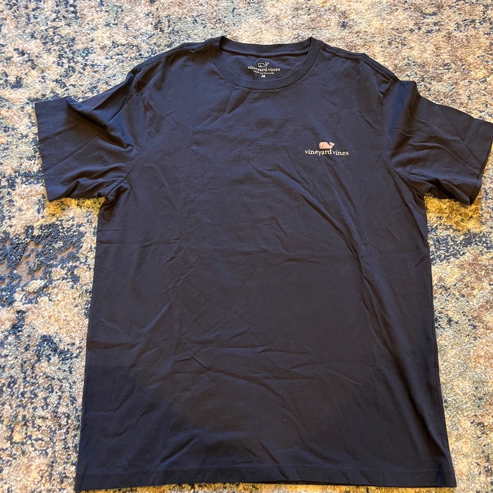 MEN'S Vineyard Vines Blue Short Sleeve Tee with Pink Whale